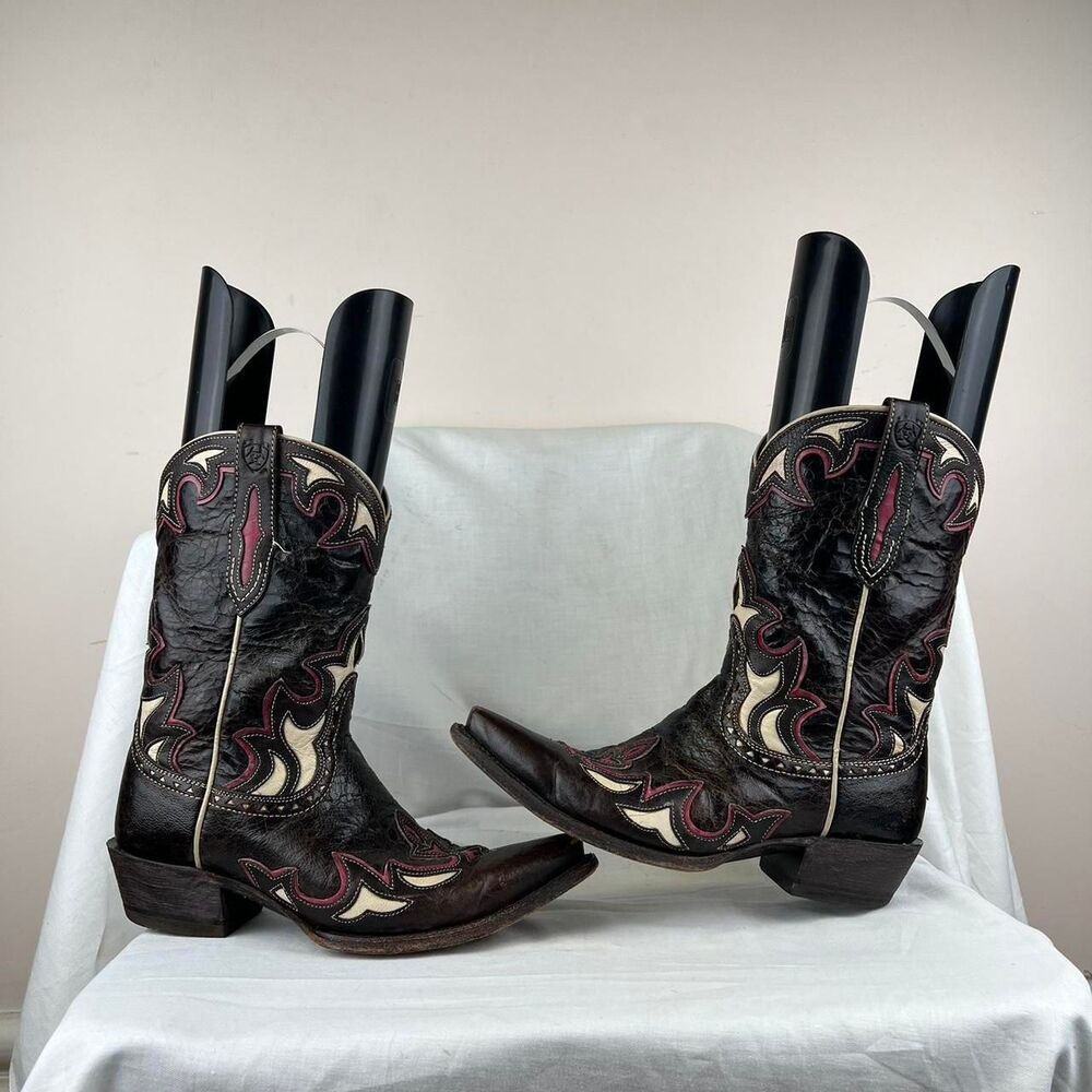 Ariat Reina Black Leather Cowboy Boots Size 7